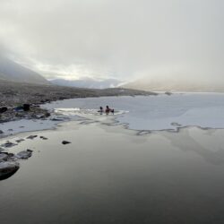 Penny and Nicky in the Half Way Lochan on Ben Nevis